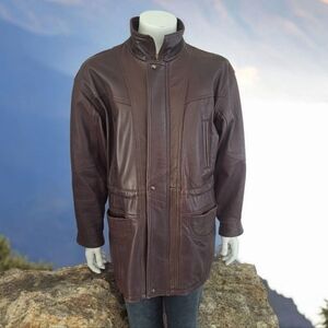 Vintage Tradition Pelle Inc. Unisex 100% Lambskin Jacket Brown Leather Coat